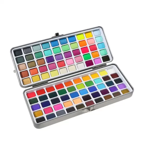 100 Renk Tablet Sulu boya Seti + Su Hazneli Fırça + Profisyonal Fırça – Metal kasa – Yüksek kalite profisyonal sulu boya seti